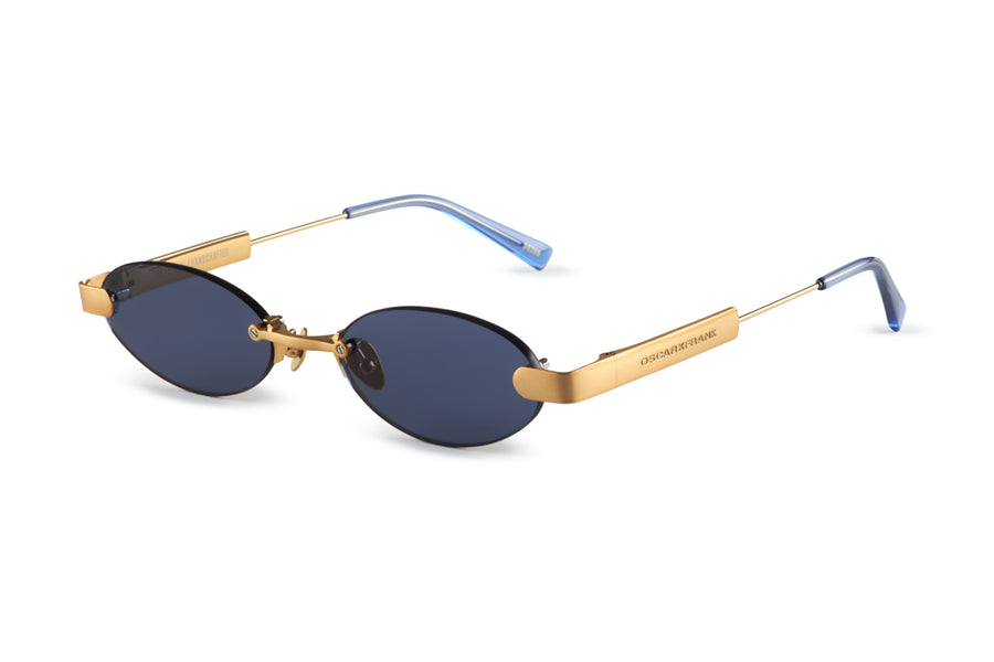 THE FU - BRUSHED GOLD / BLUE LENS