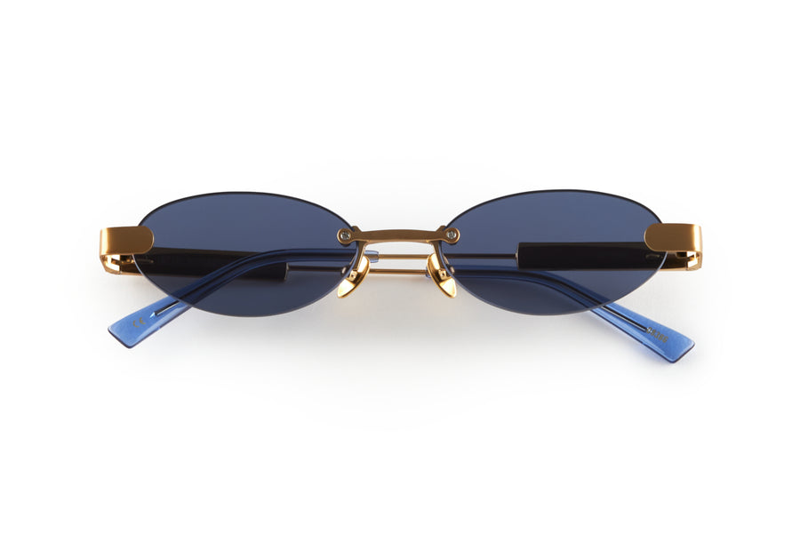 THE FU - BRUSHED GOLD / BLUE LENS