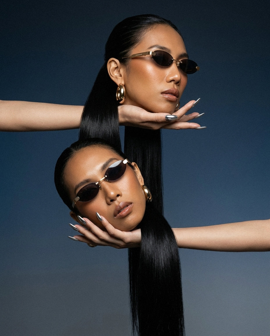 THE FU - BRUSHED GOLD / BLUE LENS